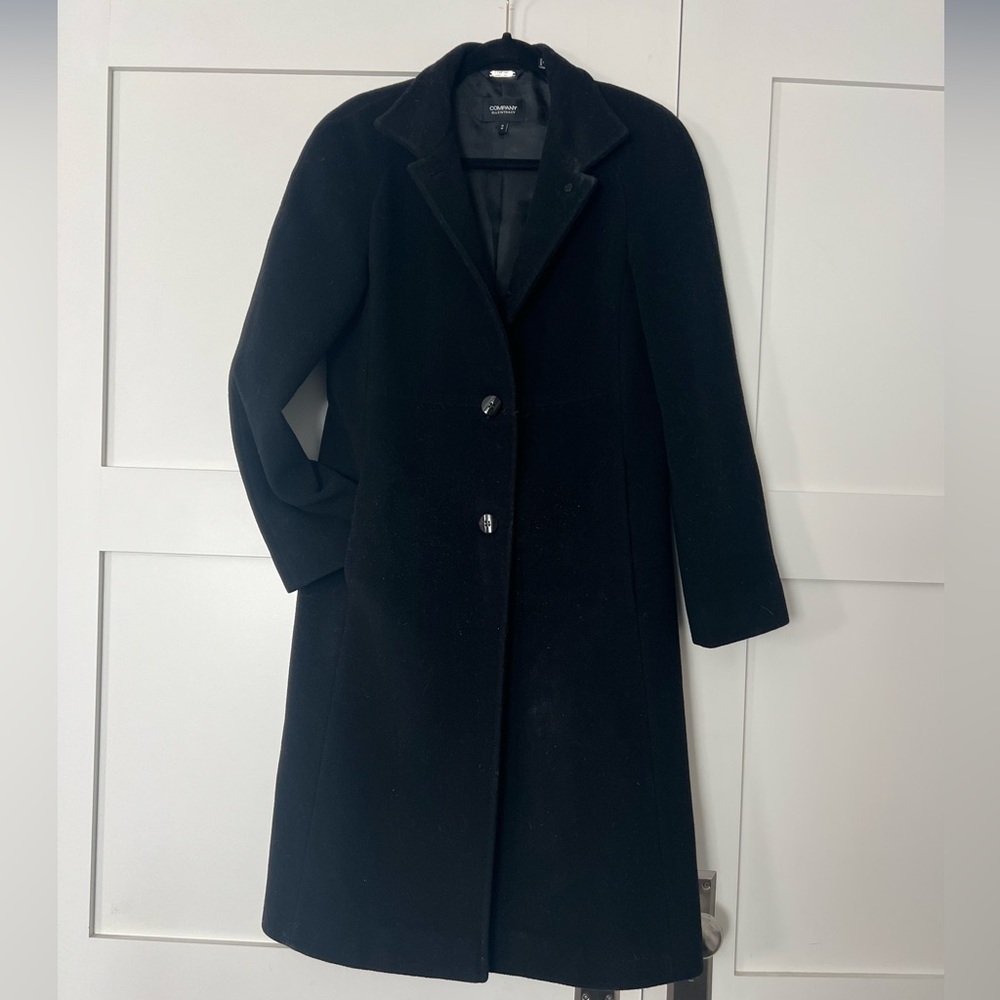 Virgin Wool along ladies black coat